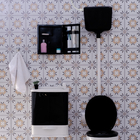 Armário Banheiro Espelheira Sobrepor E Embutir Preto | 30,1x9